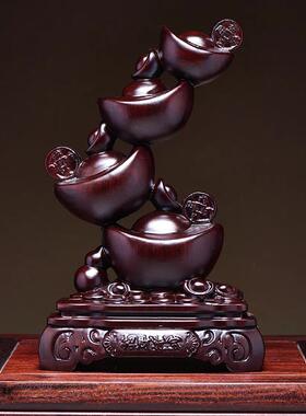 黑檀木招财进宝桌面摆件实木质客厅店铺中式玄关财源滚滚开业送礼