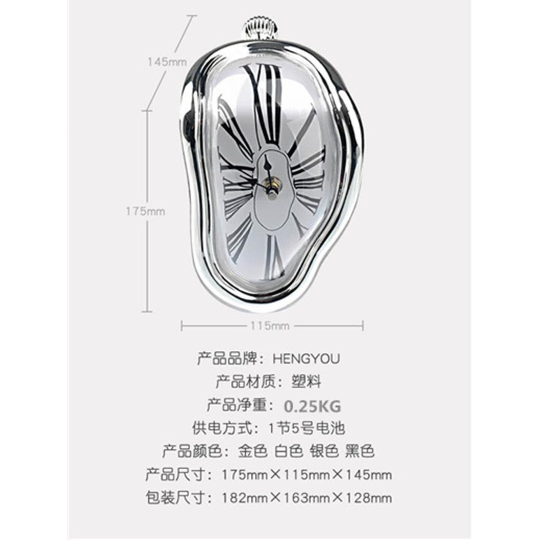 创意家居桌角扭曲时钟融化钟桌角装饰钟罗马数字挂钟复古钟时空钟