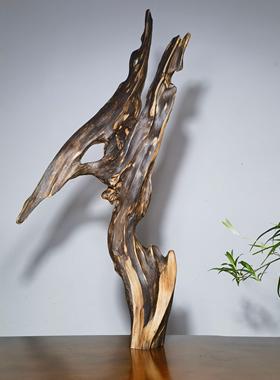 精品广西土沉香摆件自然随型风化木料根雕中式家居饰品药香味包邮