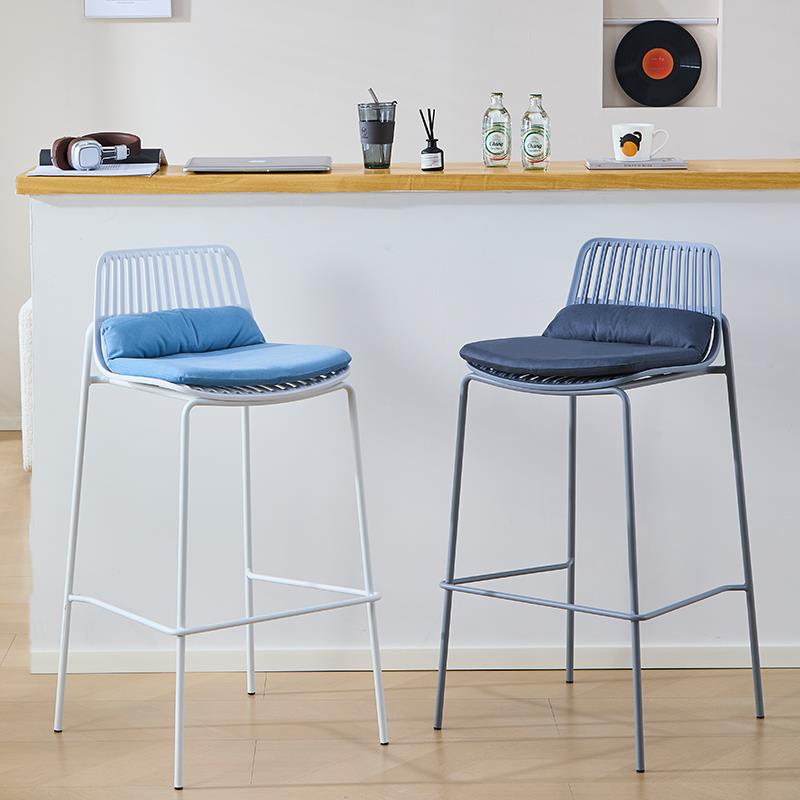 北欧吧台椅家用高脚椅简约奶茶店吧凳铁艺前台椅户外轻奢高凳椅子
