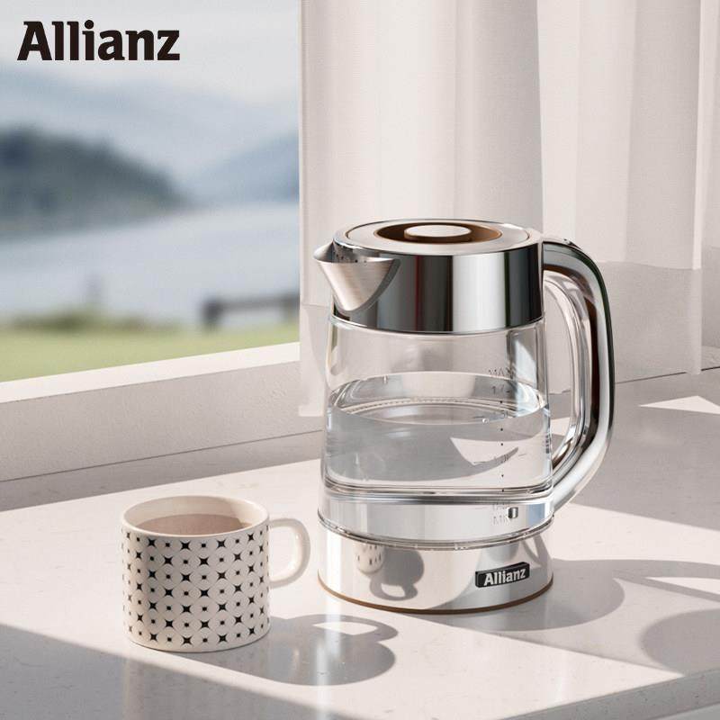 安联电热水壶全自动烧水壶静音一体保温快煮壶304不锈钢玻璃家用,厨房电器,电热水壶,淘宝优惠券,粉丝福利购,淘宝优惠卷