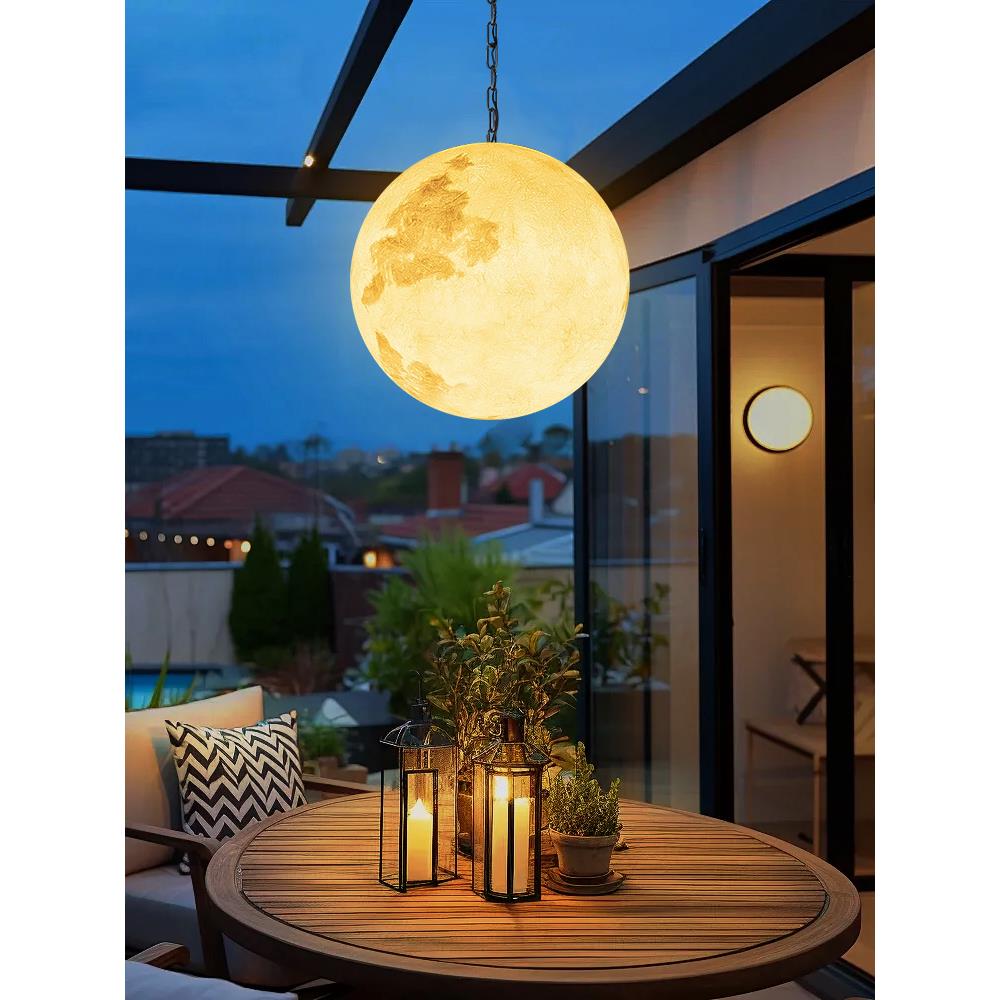 太阳能月亮灯室外吊灯球形户外防水别墅花园庭院挂树灯景观月球灯
