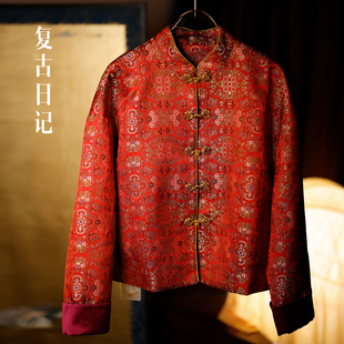 100桑蚕丝提花中式 胡光俊蜀锦 外套2FEW1057 花鸟纹