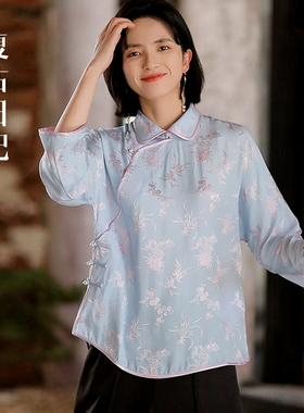 复古日记“兰泱”手工铁木机真丝留香绉翻领百搭姐姐服255C5720