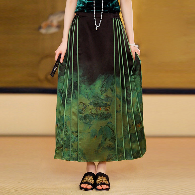 复古日记100桑蚕丝新中式春季印花汉服国风女半裙马面裙24EQT053,女装/女士精品,汉服半身裙,淘宝优惠券,粉丝福利购,淘宝优惠卷