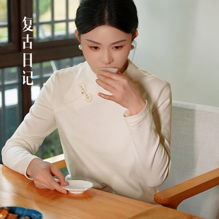 复古日记新中式 打底T恤2E7T5822 国风女装