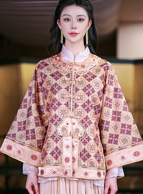 复古日记“菱格团莲”张和才古蜀锦绣花古法平裁太太服2FEW1062