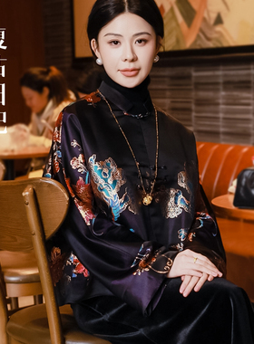 复古日记“锦上添花”桑蚕丝老缎重工汉服元素高定外套2FEWT1059