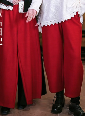 复古日记“欢言”中式立裁百搭小个子绵羊毛弯刀裤2EHK351