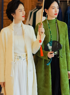 复古日记莳篱丨100绵羊毛提花新国风毛衣外套225M0176