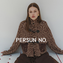 PERSUN NO.备述【消费券补贴】花纱棕麂皮绒镂空羊毛针织外套