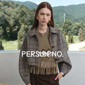 PERSUN 纹漫调·双面尼灰褐格廓形短外套 英伦风格 NO.备述 双11