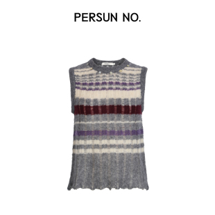法式 轻奢女装 贝母条纹羊毛背心 NO.备述2025新款 PERSUN