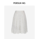 PERSUN NO.幻白蕾丝复合双腰头浪漫百褶裙裤