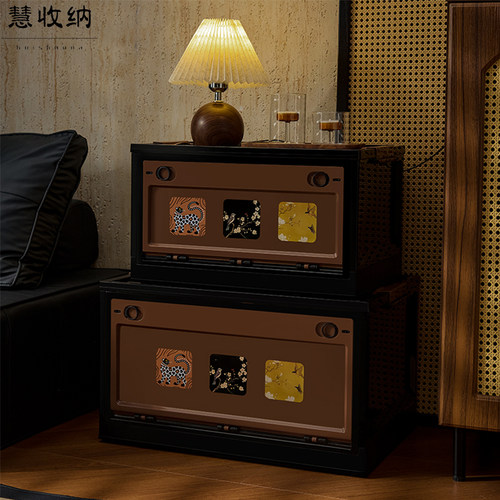 衣服收纳箱可折叠三开门带轮家用