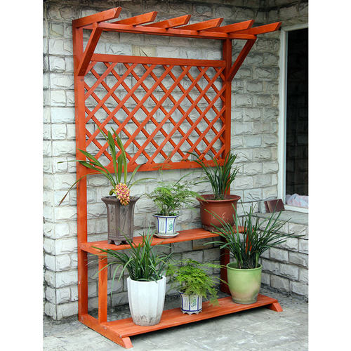 定制防腐木花架爬藤架阳台装饰室外花园木架庭院网格花箱攀爬架子