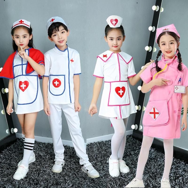 男女六一儿童节角色扮演出服职业制服装医院大褂小医生护士表演服