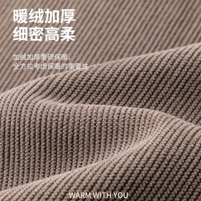 莎莫尔灯芯绒卫裤秋冬加绒冬季长裤卡其色阔腿直筒休闲裤男款裤子