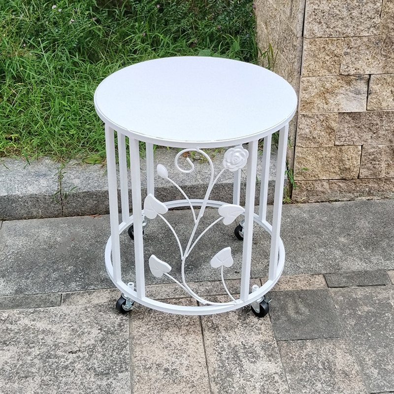 店面门口走廊落地式铁艺花架 地面特大号花盆架带轮可移动置物架