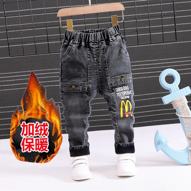 童装2020冬季新款男童加绒牛仔裤3-4-5-6岁中小童秋冬季加棉裤子