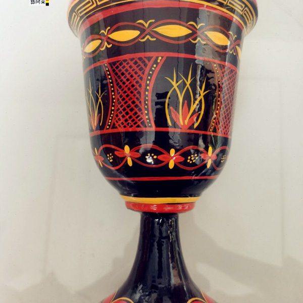 凉山彝族漆器超大啤酒杯英雄杯红黄黑实木少数民族风手工艺品摆件