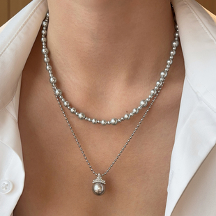 施家澳白大小气泡珍珠项链女生2026新款轻奢小众高级感锁骨链颈链