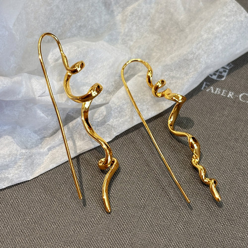 金色立体不规则耳环女