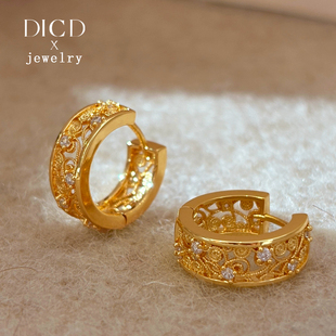 港风复古金色镂空圈圈耳环耳扣女2026新款高级感轻奢秋冬耳圈耳饰