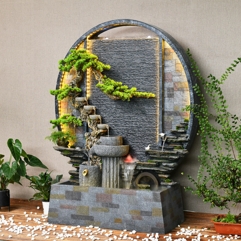 民宿庭院入户花园布置装饰角落地景观大型假山造景水幕墙创意流水,家居饰品,户外/庭院摆件,淘宝优惠券,粉丝福利购,淘宝优惠卷