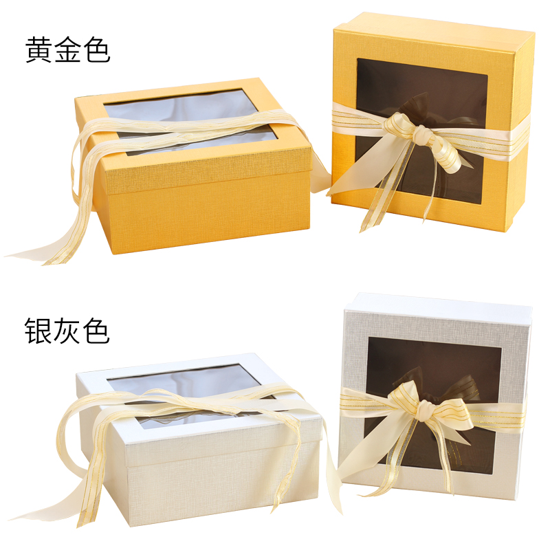 创意鲜花盒正方形礼品盒大号情人节生日礼物盒透明开窗慕斯蛋糕盒