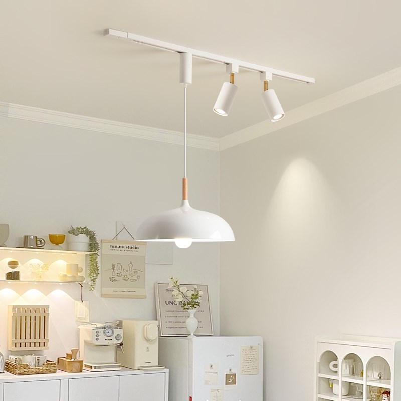 轨道式吊灯餐厅吧台吊灯led可移位轨道带射灯新款服装店餐桌灯具