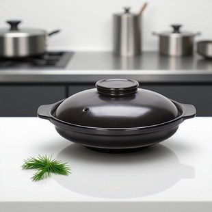 萨莉亚同款鲍鱼盘陶瓷平煲砂锅高温瓷烤箱明火电陶炉通用特浅平锅
