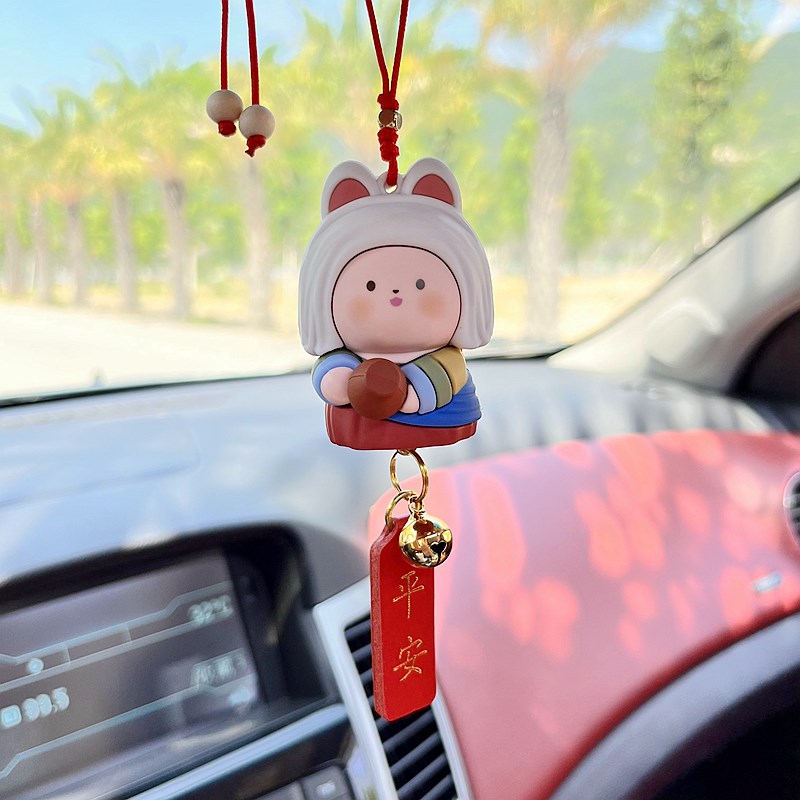 艺术家名画汽车内挂件小兔子车载后视镜平安挂饰车上吊饰装饰摆件