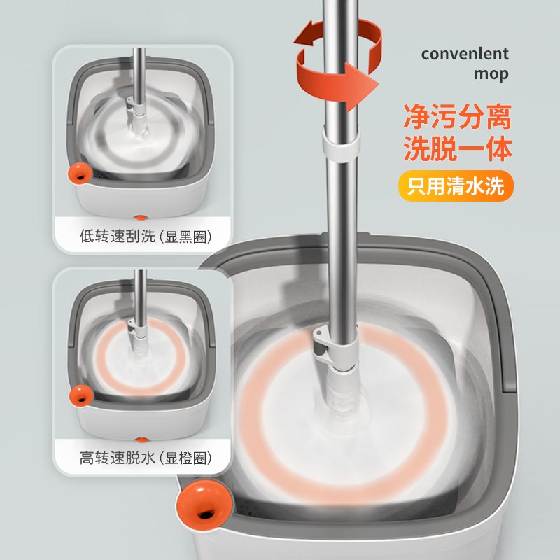 免手洗拖把2024新款家用平板一拖净拖布自动甩干拧旋转懒人墩布桶