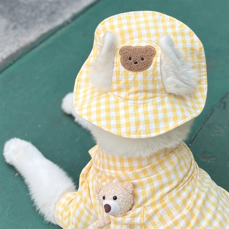 大型犬帽子露耳朵宠物大狗防晒遮阳太阳帽金毛萨摩耶可爱渔夫帽潮