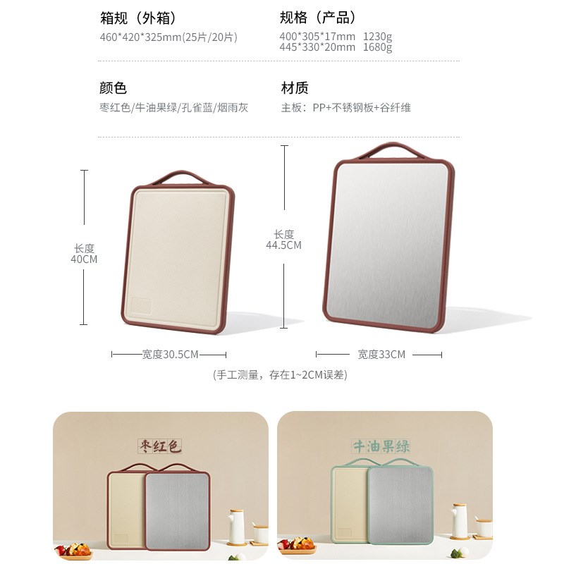 厨房案板c菜板不锈钢砧板分类塑料家用面板粘板双面切菜板