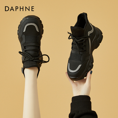 达芙妮黑色老爹鞋运动休闲鞋