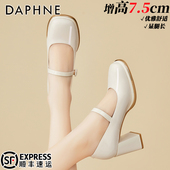 女春季 新款 一字带玛丽珍鞋 达芙妮7.5CM日系洛丽塔高跟鞋 ins小皮鞋