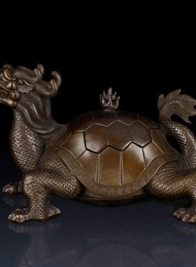 纯黄铜龙龟摆件招财开盖龙龟工艺品摆件办公室龙头龟客厅装饰礼品