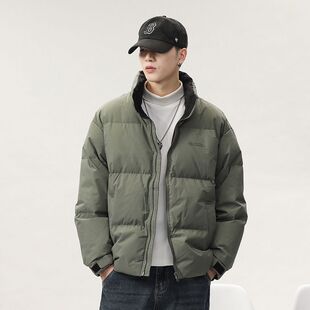 美式复古羽绒服男冬季潮牌设计感面包服保暖防寒高端立领90羽绒服