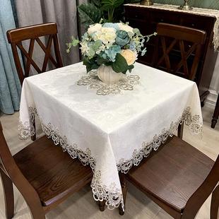 家用正方形桌布蕾丝布艺茶几麻将桌方长方形餐桌布纯色台布 欧式