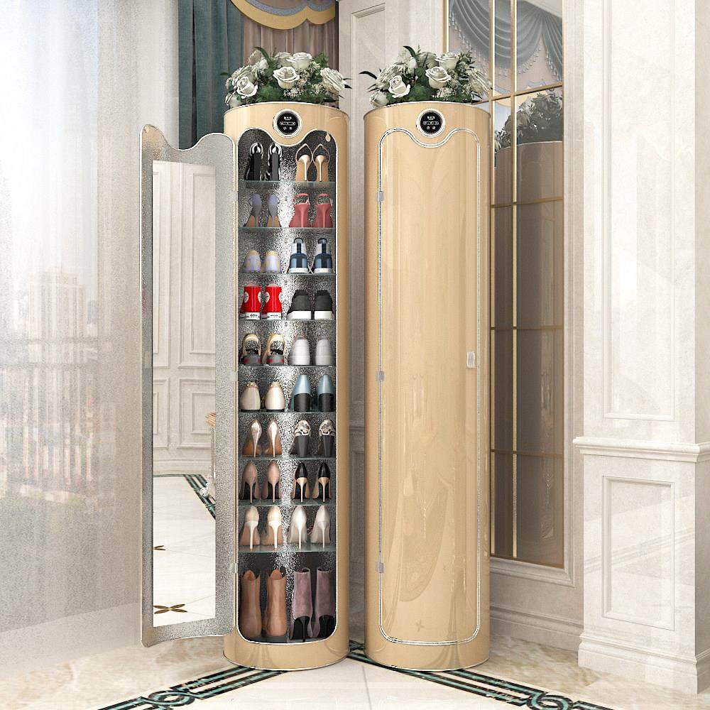 新款2025智能杀菌消毒圆柱形鞋柜鞋架家用门口收纳立式多层玄关柜
