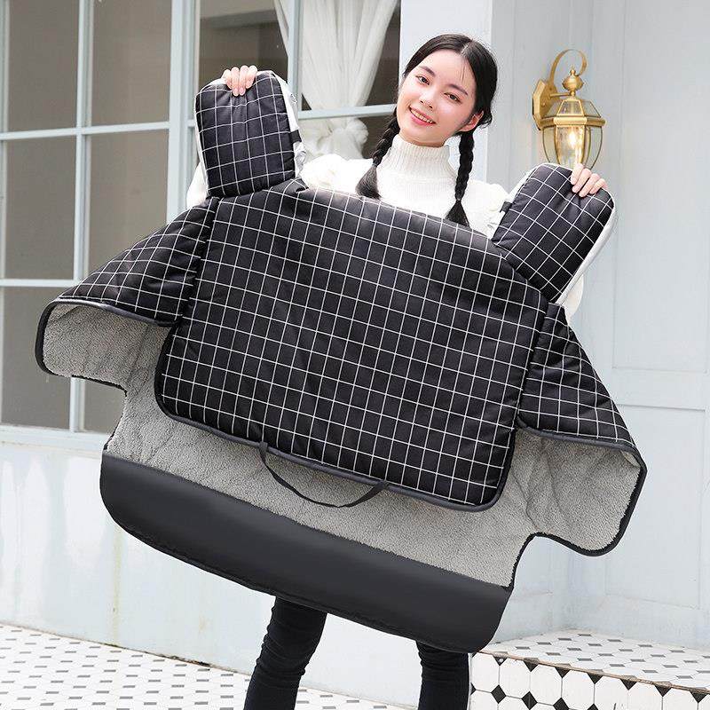 电动机车挡风被冬季加绒加厚双面电瓶电动自行车秋冬天防水防风防