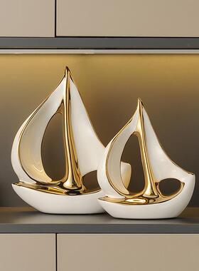 高级感一帆风顺帆船摆件家居饰品轻奢高档客厅玄关酒柜电视柜装饰
