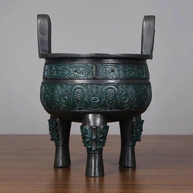铜鼎摆件纯铜克鼎办公室三足鼎客厅装饰品仿青铜器家用铜鼎香炉