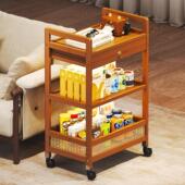 彷藤小推车零食置物架卧室家用多层带轮收纳层架客厅简易落地可移