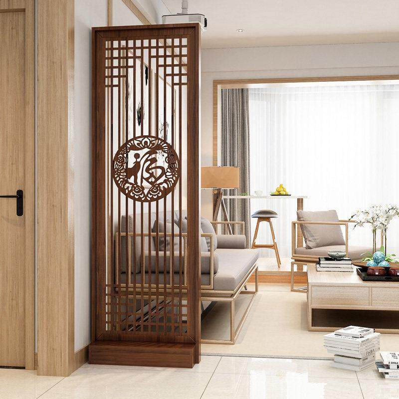 新中式木质镂空屏风隔断玄关装饰架客厅办公室隔断柜玄关遮挡座屏