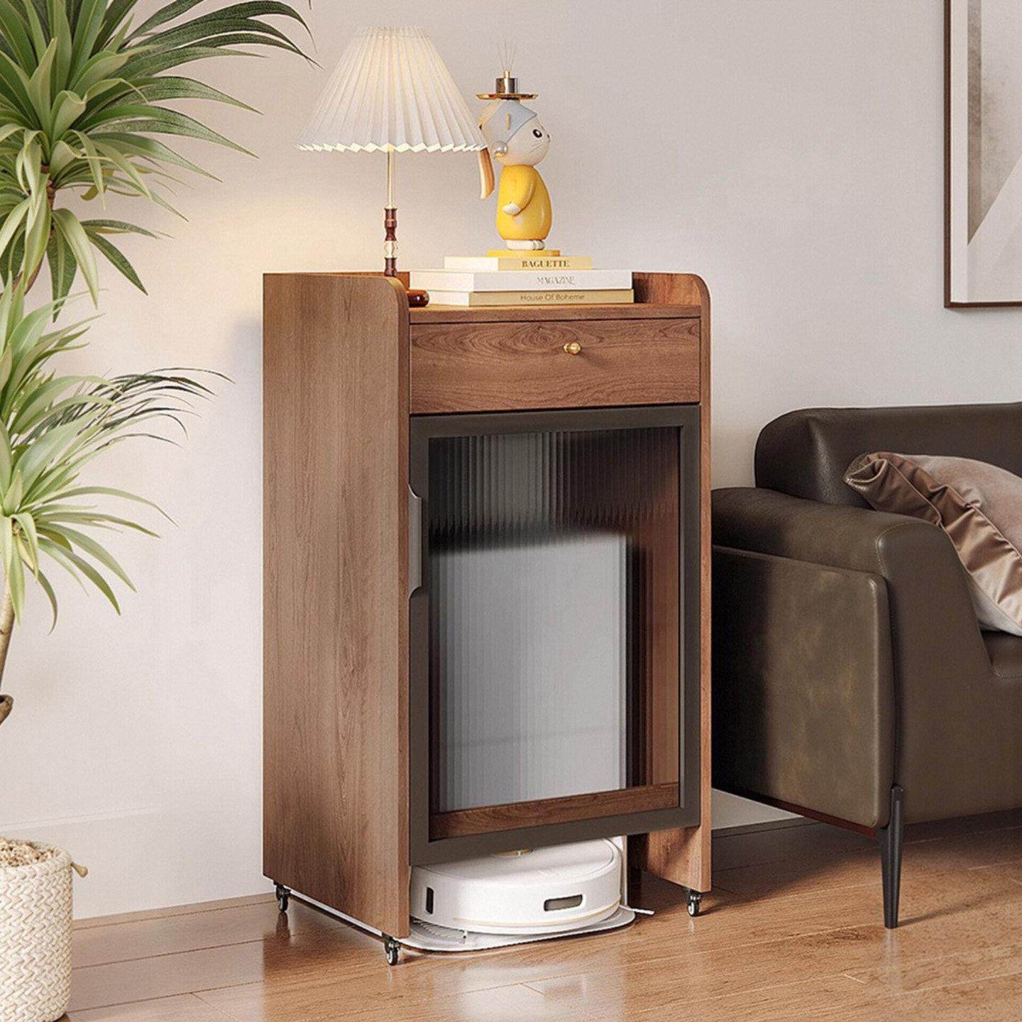 实木扫地机收纳柜置物架沙发边柜石头基站柜可移动客厅角柜阳台柜,住宅家具,家政柜,淘宝优惠券,粉丝福利购,淘宝优惠卷