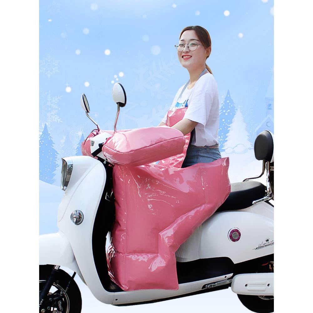 电动车分体护腰挡风被冬季加厚加绒pu防水防风被电瓶车保暖摩托罩