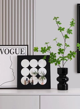 电视柜装饰品摆画客厅入户玄关鞋柜摆画黑白高级感艺术民宿装饰画